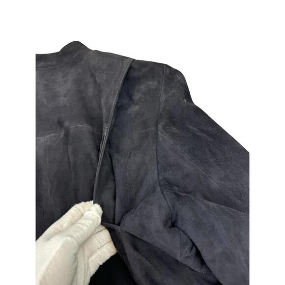 Danier Suede Leather Moto Jacket Blue Size M - Picture 6 of 9